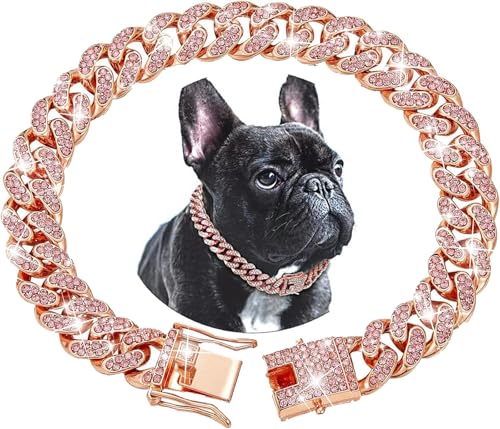haoyueer Hundehalsband mit Glitzer-Strasssteinen und glitzernden Diamanten, Metallhalskette, kubanische Glieder-Katzenhalsbänder für kleine, mittelgroße und große Haustiere, Hunde, Welpen (Roségold, haoyueer Hundehalsband mit Glitzer-Strasssteinen und glitzernden Diamanten, Metallhalskette, kubanische Glieder-Katzenhalsbänder für kleine, mittelgroße und große Haustiere, Hunde, Welpen (Roségold, von haoyueer