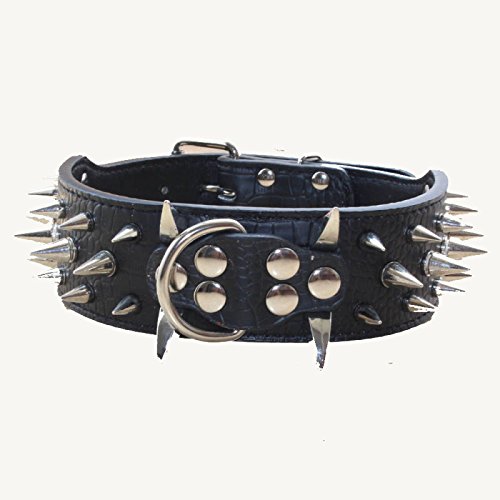 haoyueer Hundehalsband mit scharfen Nieten, 5,1 cm breit, stilvolles Leder-Hundehalsband für mittelgroße und große Hunde, Pitbull, Labrador, Boxer, Rottweiler, Deutscher Schäferhund, Größe XL, Schwarz haoyueer Hundehalsband mit scharfen Nieten, 5,1 cm breit, stilvolles Leder-Hundehalsband für mittelgroße und große Hunde, Pitbull, Labrador, Boxer, Rottweiler, Deutscher Schäferhund, Größe XL, Schwarz von haoyueer