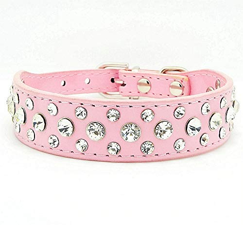 haoyueer Hundehalsband aus Kunstleder mit Strass, Größe XL, Rosa haoyueer Hundehalsband aus Kunstleder mit Strass, Größe XL, Rosa von haoyueer