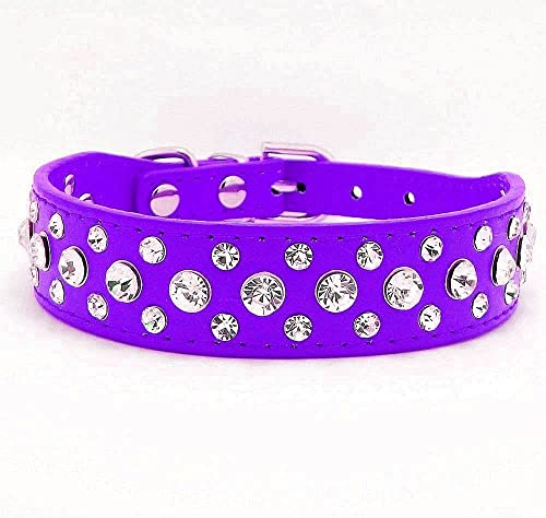haoyueer Bling Strass PU Leder Kristall Diamant Haustier Hund Katze Welpe Halsband S M L XL (L, Lila) haoyueer Bling Strass PU Leder Kristall Diamant Haustier Hund Katze Welpe Halsband S M L XL (L, Lila) von haoyueer