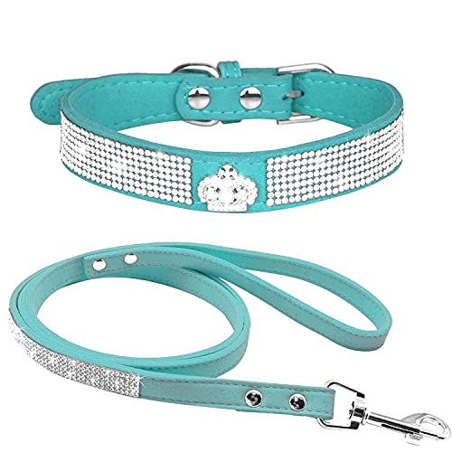 haoyueer Strass-Hundehalsband, niedlich, schillernd, funkelnd, weiches Wildleder, für Hunde und Katzen, Strass-Halsband, Leine, Kristall, Diamant, Haustier, Welpen, Halsband (Größe M, Blau-4) haoyueer Strass-Hundehalsband, niedlich, schillernd, funkelnd, weiches Wildleder, für Hunde und Katzen, Strass-Halsband, Leine, Kristall, Diamant, Haustier, Welpen, Halsband (Größe M, Blau-4) von haoyueer