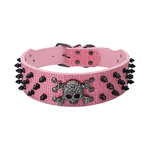 haoyueer Hundehalsband mit scharfen Nieten, 5,1 cm breit, stilvolles Leder-Hundehalsband für mittelgroße und große Hunde, Pitbull, Labrador, Boxer, Rottweiler, Deutscher Schäferhund, Größe XL, Rosa - haoyueer Hundehalsband mit scharfen Nieten, 5,1 cm breit, stilvolles Leder-Hundehalsband für mittelgroße und große Hunde, Pitbull, Labrador, Boxer, Rottweiler, Deutscher Schäferhund, Größe XL, Rosa - von haoyueer