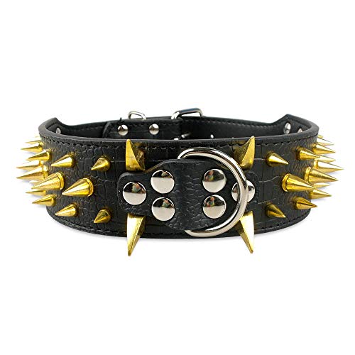 haoyueer Hundehalsband mit scharfen Nieten, 5,1 cm breit, stilvolles Leder-Hundehalsband für mittelgroße und große Hunde, Pitbull, Labrador, Boxer, Rottweiler, Deutscher Schäferhund, Größe M, Schwarz haoyueer Hundehalsband mit scharfen Nieten, 5,1 cm breit, stilvolles Leder-Hundehalsband für mittelgroße und große Hunde, Pitbull, Labrador, Boxer, Rottweiler, Deutscher Schäferhund, Größe M, Schwarz von haoyueer