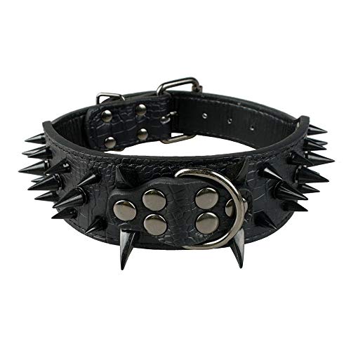haoyueer Hundehalsband mit scharfem Nieten, 5,1 cm breit, stilvolles Leder-Hundehalsband für mittelgroße und große Hunde, Pitbull, Labrador, Boxer, Rottweiler, Deutscher Schäferhund haoyueer Hundehalsband mit scharfem Nieten, 5,1 cm breit, stilvolles Leder-Hundehalsband für mittelgroße und große Hunde, Pitbull, Labrador, Boxer, Rottweiler, Deutscher Schäferhund von haoyueer