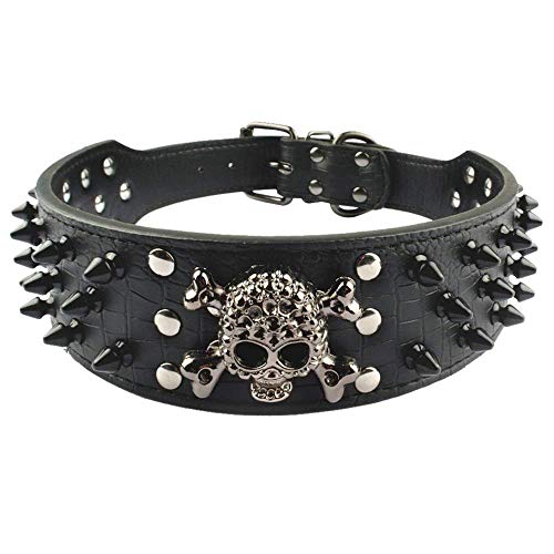 haoyueer Hundehalsband mit scharfen Nieten, 5,1 cm breit, stilvolles Leder-Hundehalsband für mittelgroße und große Hunde, Pitbull, Labrador, Boxer, Rottweiler, Deutscher Schäferhund, Größe L, Schwarz, haoyueer Hundehalsband mit scharfen Nieten, 5,1 cm breit, stilvolles Leder-Hundehalsband für mittelgroße und große Hunde, Pitbull, Labrador, Boxer, Rottweiler, Deutscher Schäferhund, Größe L, Schwarz, von haoyueer