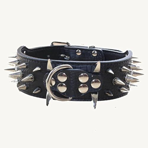 Haoyueer Hundehalsband mit Spitzen Nieten, 5,1 cm breit, stilvolles Lederhalsband für mittelgroße und große Hunde, Pitbull, Labrador, Boxer Rottweiler, Deutscher Schäferhund, Schwarz, M Haoyueer Hundehalsband mit Spitzen Nieten, 5,1 cm breit, stilvolles Lederhalsband für mittelgroße und große Hunde, Pitbull, Labrador, Boxer Rottweiler, Deutscher Schäferhund, Schwarz, M von haoyueer