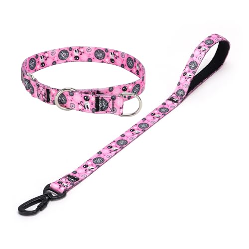 haoyueer Hundehalsband und Leine, Schlupfhalsband mit Stop-Ring, kein Ziehen, Martingalhalsband für Hunde, für kleine, mittelgroße und große Hunde (NO7, M) von haoyueer