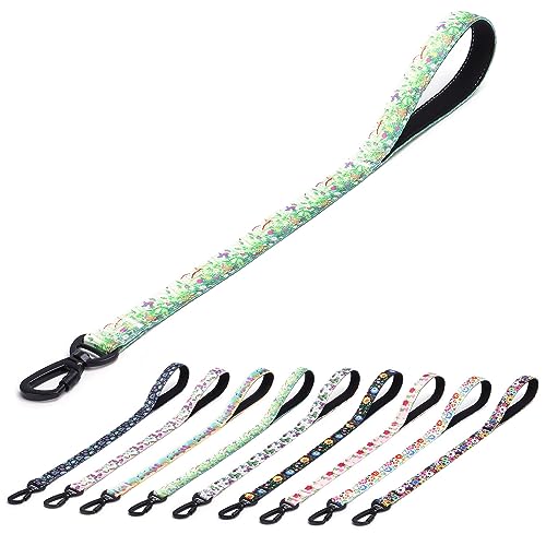 haoyueer Hundeleine, kurze Verkehrsleine für Hunde, strapazierfähig, Blumenmuster, weibliche Sicherheit, Nylon, Trainingsleine für mittelgroße und große Hunde (Gras, 58,4 cm) von haoyueer