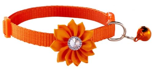 haoyueer Katzenhalsband mit Glöckchen, Blume, XS, niedlich, ausgefallenes Welpenhalsband mit Glöckchen, für XXS, XS, kleines Kätzchen, Haustier, Hündinnen, Halsumfang 17,8 - 30,5 cm, Orange, haoyueer Katzenhalsband mit Glöckchen, Blume, XS, niedlich, ausgefallenes Welpenhalsband mit Glöckchen, für XXS, XS, kleines Kätzchen, Haustier, Hündinnen, Halsumfang 17,8 - 30,5 cm, Orange, von haoyueer