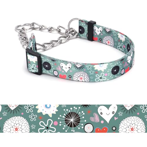 haoyueer Martingale Hundehalsband, Edelstahlkette, kein Ziehen, Trainingshalsband mit Blumen-Design für große, mittelgroße und kleine Hunde (11, S) von haoyueer