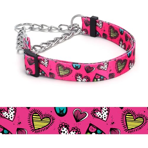 haoyueer Martingale Hundehalsband, Edelstahlkette, kein Ziehen, Trainingshalsband mit Blumen-Design für große, mittelgroße und kleine Hunde (A12NO1, L) von haoyueer