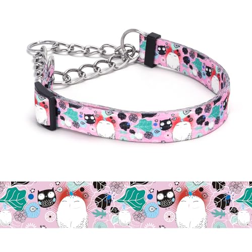 haoyueer Martingale Hundehalsband, Edelstahlkette, kein Ziehen, Trainingshalsband mit Blumen-Design für große, mittelgroße und kleine Hunde (A12NO12, M) von haoyueer