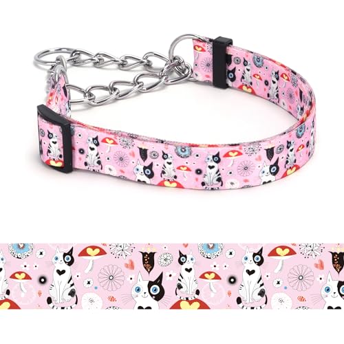 haoyueer Martingale Hundehalsband, Edelstahlkette, kein Ziehen, Trainingshalsband mit Blumen-Design für große, mittelgroße und kleine Hunde (A12NO15, S) von haoyueer