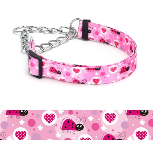 haoyueer Martingale Hundehalsband, Edelstahlkette, kein Ziehen, Trainingshalsband mit Blumen-Design für große, mittelgroße und kleine Hunde (A12NO20, M) von haoyueer