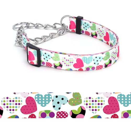 haoyueer Martingale Hundehalsband, Edelstahlkette, kein Ziehen, Trainingshalsband mit Blumen-Design für große, mittelgroße und kleine Hunde (A12NO4, M) von haoyueer