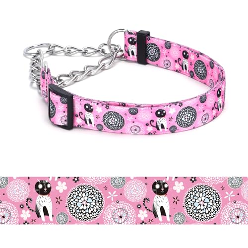 haoyueer Martingale Hundehalsband, Edelstahlkette, kein Ziehen, Trainingshalsband mit Blumen-Design für große, mittelgroße und kleine Hunde (A12NO7, S) von haoyueer