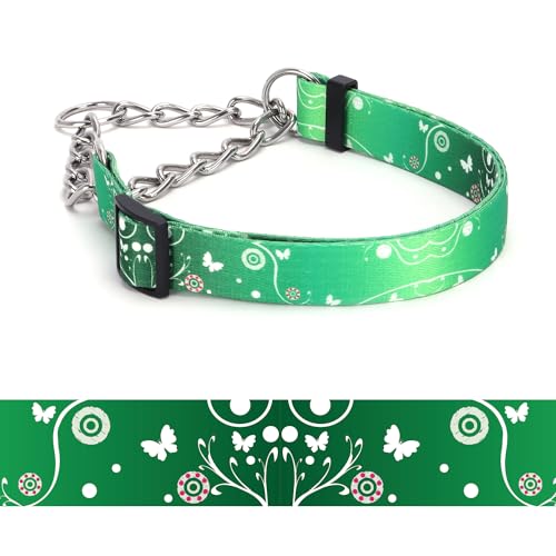 haoyueer Martingale Hundehalsband, Edelstahlkette, kein Ziehen, Trainingshalsband mit Blumen-Design für große, mittelgroße und kleine Hunde (A12NO8, S) von haoyueer