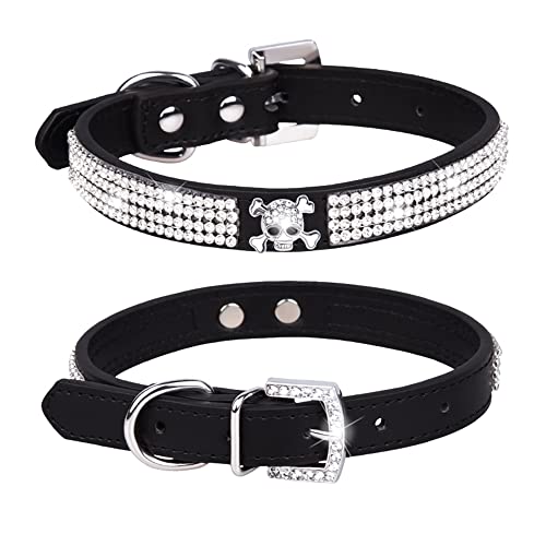 haoyueer Niedliches, funkelndes und elegantes Kunstleder-Halsband mit Strasssteinen und Schmucksteinen für Haustiere, Katzen, Hunde, Welpen, Größe S, Schwarz haoyueer Niedliches, funkelndes und elegantes Kunstleder-Halsband mit Strasssteinen und Schmucksteinen für Haustiere, Katzen, Hunde, Welpen, Größe S, Schwarz von haoyueer