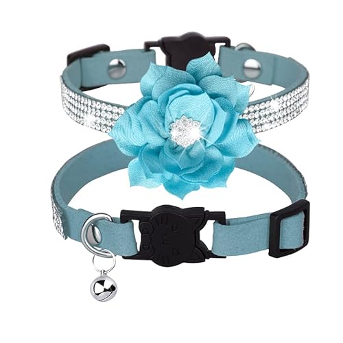 haoyueer Strass-Halsbänder für Hunde und Katzen, mit Glöckchen, glitzernd, mit weichem Samt-Kristall, für Mädchen, Blau 1 haoyueer Strass-Halsbänder für Hunde und Katzen, mit Glöckchen, glitzernd, mit weichem Samt-Kristall, für Mädchen, Blau 1 von haoyueer