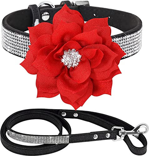 haoyueer Strass-Hundehalsband, niedlich, schillernd, funkelnd, weiches Wildleder, für Hunde und Katzen, Strass-Halsband, Leine, Kristall, Diamant, Haustier, Welpen, Halsband (XXS, Schwarz-6) von haoyueer