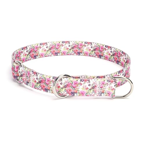 haoyueer Trainings-Hundehalsband, kein Ziehen, Martingale-Halsband, Schlupfhalsband mit verschiebbarem Stop-Ring für kleine, mittelgroße und große Hunde (S, Pfingstrose) von haoyueer