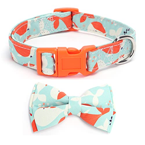 haoyueer Weiches, bequemes Hundehalsband mit Fliege, abnehmbares und verstellbares Halsband mit Fliege, für Mädchen, Damen, kleine, mittelgroße und große Hunde (Größe S, Orange) von haoyueer