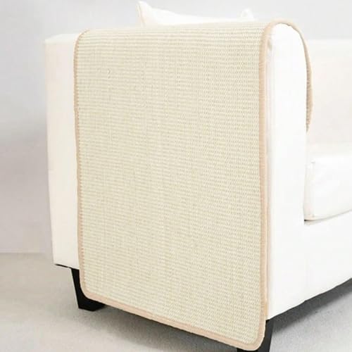 Kratzmatte für Katzen, Schutz für Möbel, Kratzbaum aus Sisal, Leinen, geeignet für Kätzchen, Hunde, kratzfest, selbstklebend, Schutz für Sessel, Sofa, Tisch, Tür, Boden (Beige, 40 x 60 cm) von haozaikeji