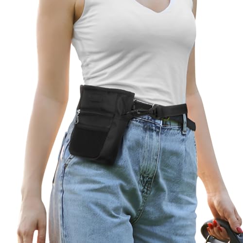 haozaikeji Hundeleckerli-Tasche mit Kordelzug, Haustier-Training, Hüfttasche, freihändig, Snack-Tasche, verstellbarer langer Schultergurt mit Gürtelclip, kleine Hundefuttertasche für Spaziergänge, von haozaikeji