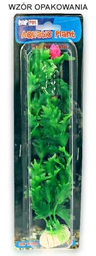 Kunstpflanze grün mit pinker Blüte 10 cm Aquarium Dekoration von happet
