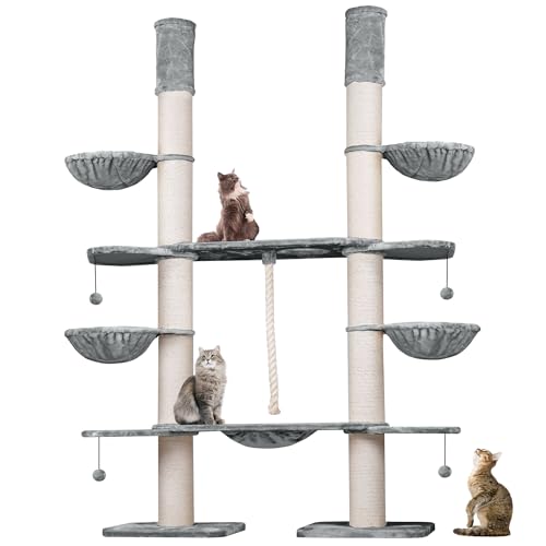 HAPPYPET XXL Kratzbaum-Landschaft für große Katzen - 2-in-1 Aktivitäts- und Sisal-Paradies mit Deckenspanner 280cm hoch | Premium Plüsch HAPPYPET XXL Kratzbaum-Landschaft für große Katzen - 2-in-1 Aktivitäts- und Sisal-Paradies mit Deckenspanner 280cm hoch | Premium Plüsch von happypet