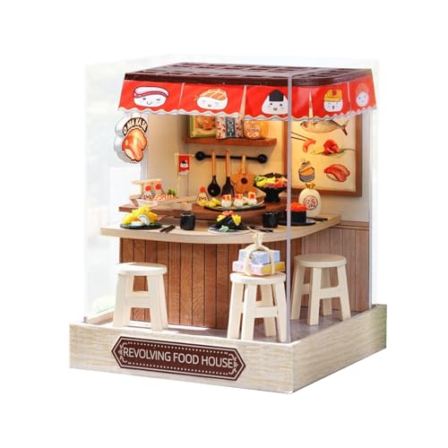 harayaa DIY Miniatur Puppenhaus Bausatz mit LED Beleuchtung für Besondere Anlässe, Essenshaus von harayaa