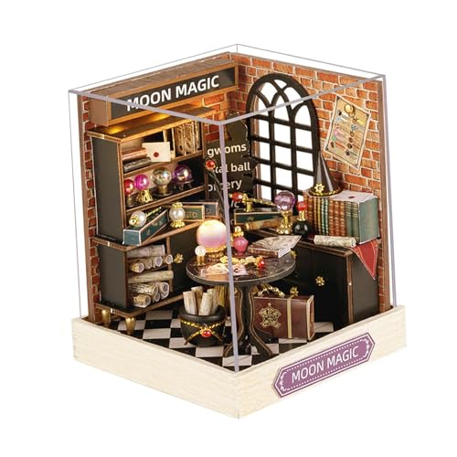 harayaa DIY Miniatur Puppenhaus Bausatz mit LED Beleuchtung für Besondere Anlässe, Mond von harayaa