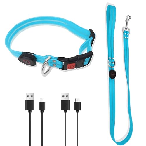 Harupink Hundehalsband,Leuchthalsband Hund USB Aufladbar,Wasserdichtes Hundehalsband Leuchtend,Einstellbar Halsband Leuchtend,für Kleine, Mittlere und Große Hunde (Blau) von harupink