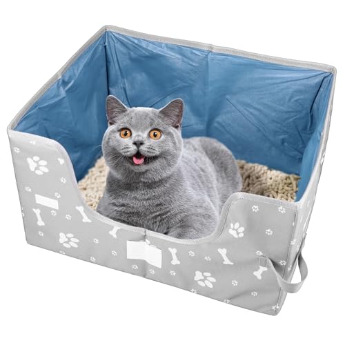 Harupink Katzenklo Oxford-Stoff,Katzentoilette Groß Kapazität Wasserdicht Auslaufsicher mit Griff,Tragbar Faltbar Katzenklo für Reisen,Katzentoiletten Offene Ohne Deckel,46×36,5×27 cm(Stil 1) von harupink
