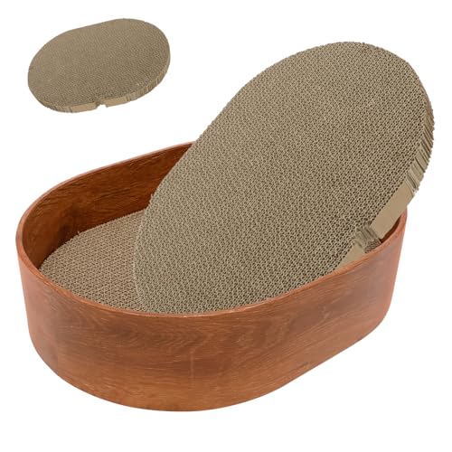Harupink Kratzpappe für Katzen, 2 in 1 Holz Ovales Katzenkratzbox mit 3 Kratzbrettern,41×31×10 cm,Wellpappe Katzen Kratzbrett,Recycelbar katzenkratzbretter für die natürliche Krallenpflege Harupink Kratzpappe für Katzen, 2 in 1 Holz Ovales Katzenkratzbox mit 3 Kratzbrettern,41×31×10 cm,Wellpappe Katzen Kratzbrett,Recycelbar katzenkratzbretter für die natürliche Krallenpflege von harupink