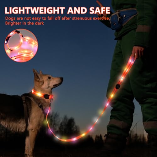 Hundehalsband,Leuchthalsband Hund USB Aufladbar,Wasserdichtes Hundehalsband Leuchtend,Einstellbar Halsband Leuchtend,für Kleine, Mittlere und Große Hunde (Orange Farbe) von harupink