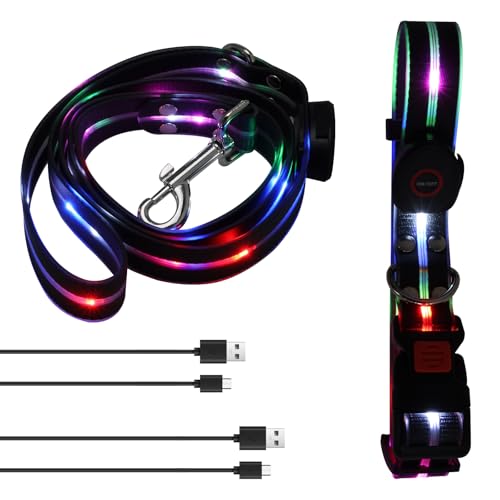Hundehalsband,Leuchthalsband Hund USB Aufladbar,Wasserdichtes Hundehalsband Leuchtend,Einstellbar Halsband Leuchtend,für Kleine, Mittlere und Große Hunde (Schwarz) von harupink