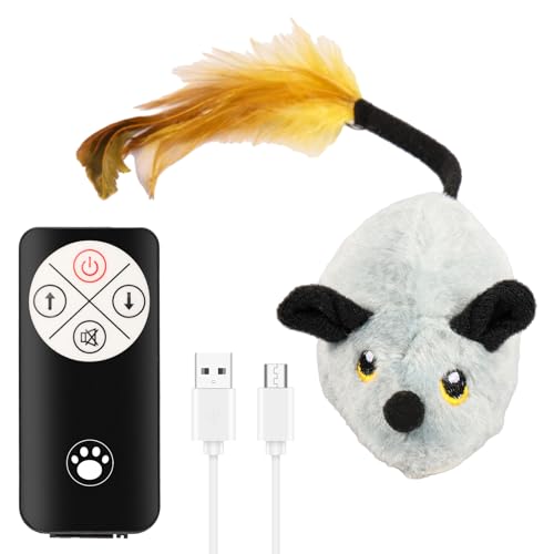 harupink Katze Spielmaus Elektrisch,Mit LED Licht Plüsch Katzenspielzeug,Interaktive Spielzeug,Magic Maus Katze,für alle Katenrassen (grau) von harupink