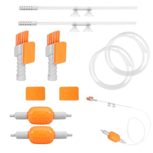 harupink Mulmsauger Aquarium Sauger,Mulmglocke Aquarium Reinigungsset mit Zubehör zum Wasserwechsel,Wasserwechsler für Aquarien für Wasserwechsel Sandwaschen Wasserfilterung(orange,2 Sätze) von harupink