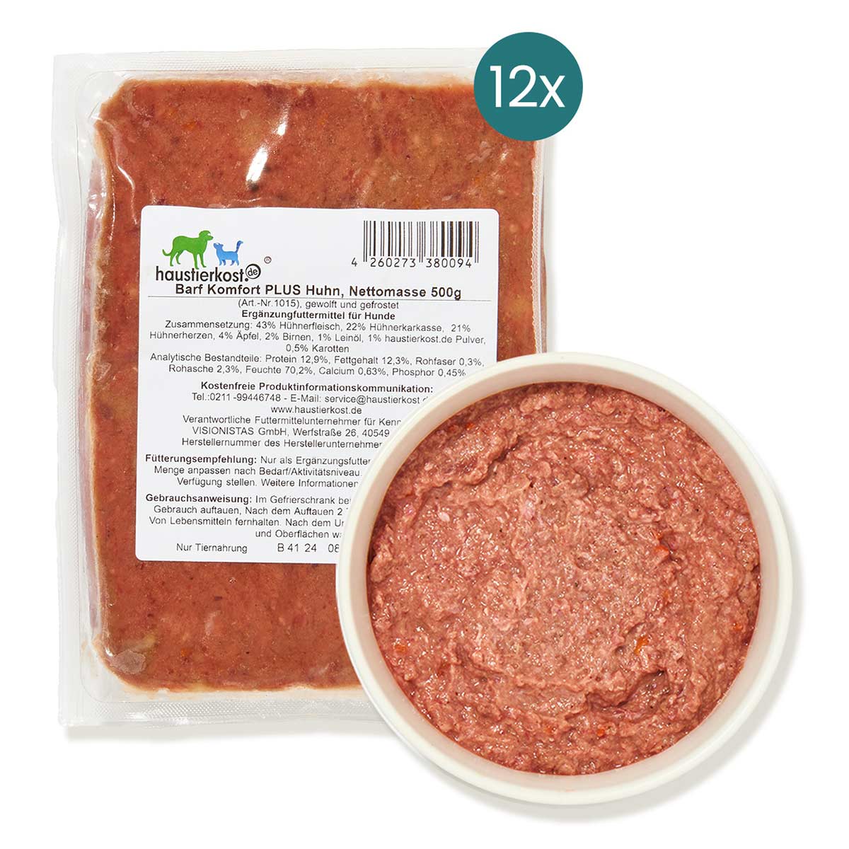 Haustierkost BARF Komfort PLUS Huhn 12x500 g von haustierkost
