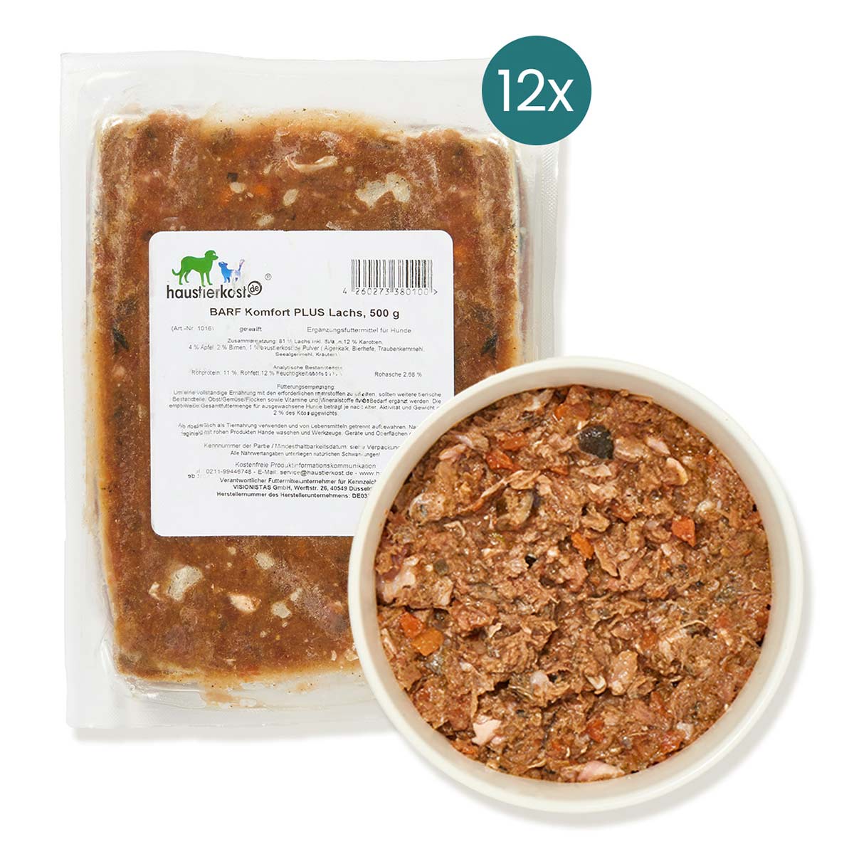 Haustierkost BARF Komfort PLUS Lachs 12x500 g von haustierkost