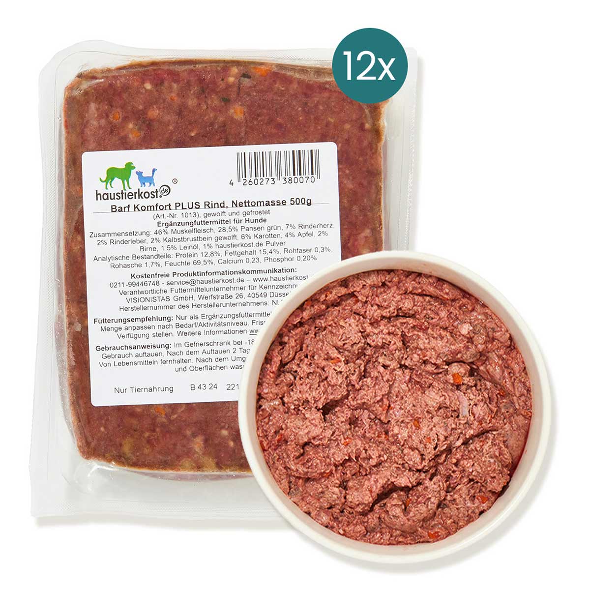 Haustierkost BARF Komfort PLUS Rind 12x500 g von haustierkost