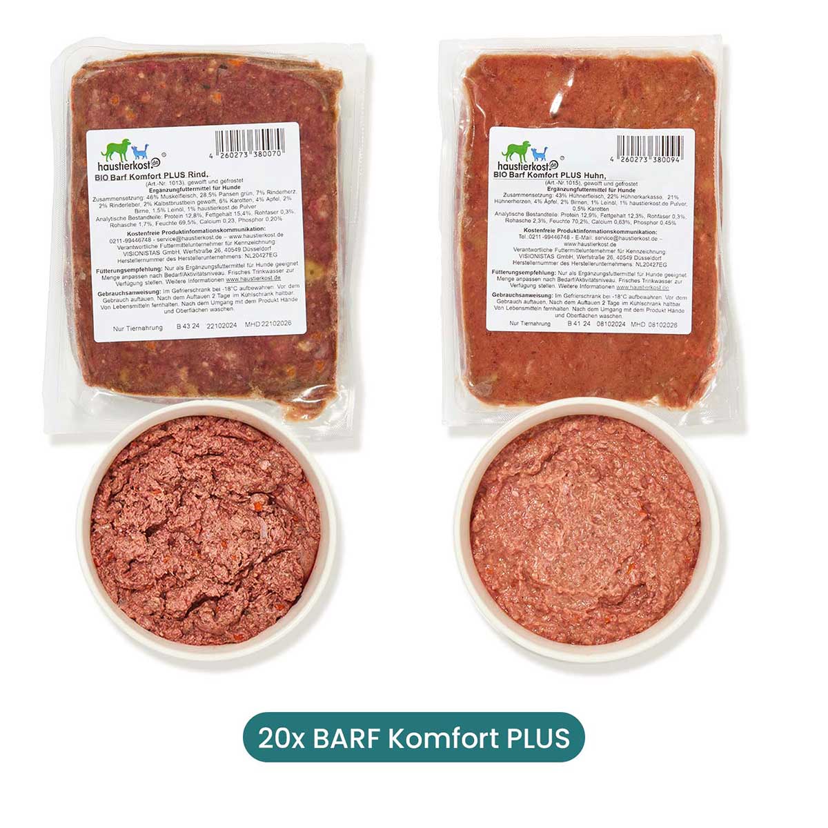 Haustierkost BIO BARF Komfort PLUS Menü 20x1 kg Haustierkost BIO BARF Komfort PLUS Menü 20x1 kg von haustierkost