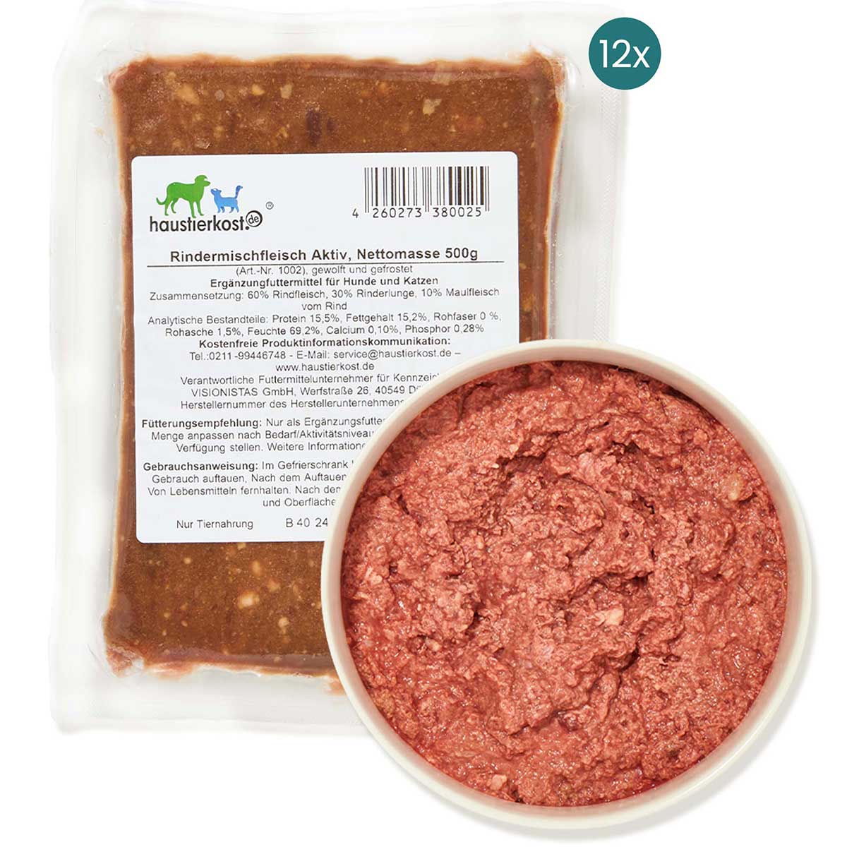 Haustierkost Rindermischfleisch Aktiv 12x500 g Haustierkost Rindermischfleisch Aktiv 12x500 g von haustierkost