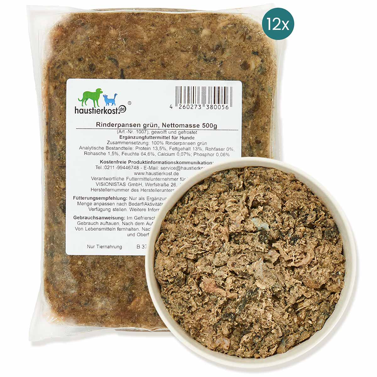 Haustierkost Rinderpansen grün 12x500 g Haustierkost Rinderpansen grün 12x500 g von haustierkost