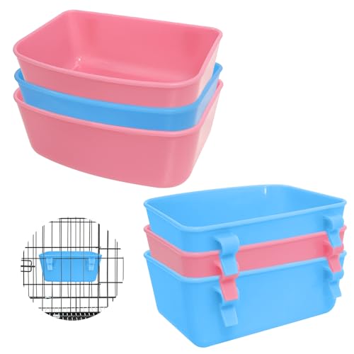 6 Stück Futterspender (blau, rosa), zum Aufhängen, Futter- und Wasserbehälter, Badewannen-Wassernapf, universell für kleine Tiere von hautllaif