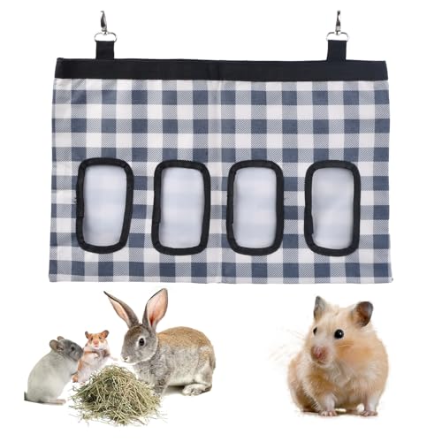 1 Stücke Kaninchen Futterspender Stoffbeutel, Meerschweinchen Heu Futterbeutel, Hase Futterspender Sack, Futterspender Kleintiere Hasen 600 D Oxford-Stoff für Hase, Chinchilla Schwarz (Marineblau) von heavenlife