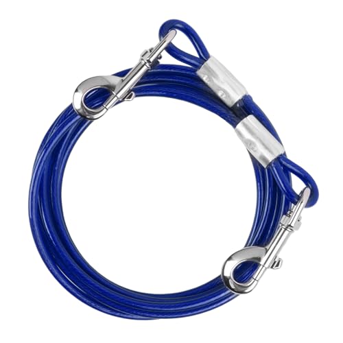 10 m Hundeleine Stahldraht Kleine Mittlere Große Hunde, 6mm, Tie-Out Leinen Haustier Heavy Duty, Bis zu 250kg, Hunde Hofleine mit Drehhaken, Tie Out Haustiere Kabel für Camping Training (Blau, 10m) von heavenlife