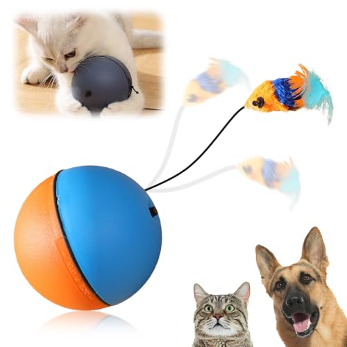 heepqy Interaktiver Katzenspielzeugball, 2024 Neu Katzenspielzeug Selbstbeschäftigung, 360° Automatisches Katzenspielzeug Rollender Ball mit gefälschter Maus, Katzenball Elektrisch für Katzen (Blau) heepqy Interaktiver Katzenspielzeugball, 2024 Neu Katzenspielzeug Selbstbeschäftigung, 360° Automatisches Katzenspielzeug Rollender Ball mit gefälschter Maus, Katzenball Elektrisch für Katzen (Blau) von heepqy