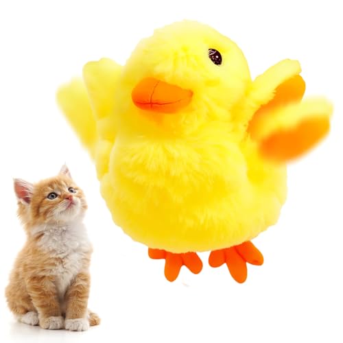 heepqy Katzenspielzeug Wiederaufladbare Flatter Ente,2025 Neuest Interaktives Katzenspielzeug, Berührungsaktiviert Aufladbares, Entenruf VogelKatzen Spielsachen mit Katzenminze (1 PCS) von heepqy